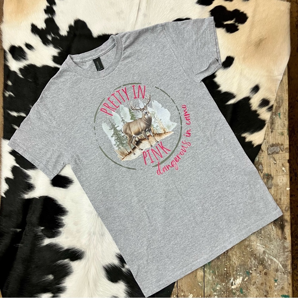 Pretty in pink, dangerous in camo tee